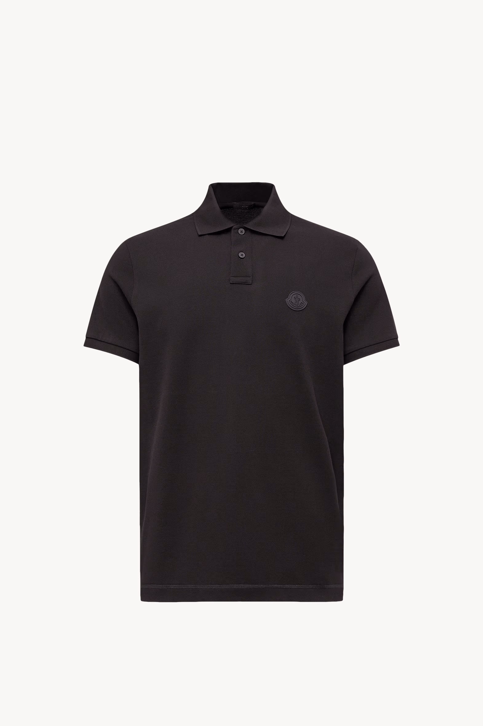 Logo Patch Cotton Piquet Polo Shirt Men Black Moncler 2